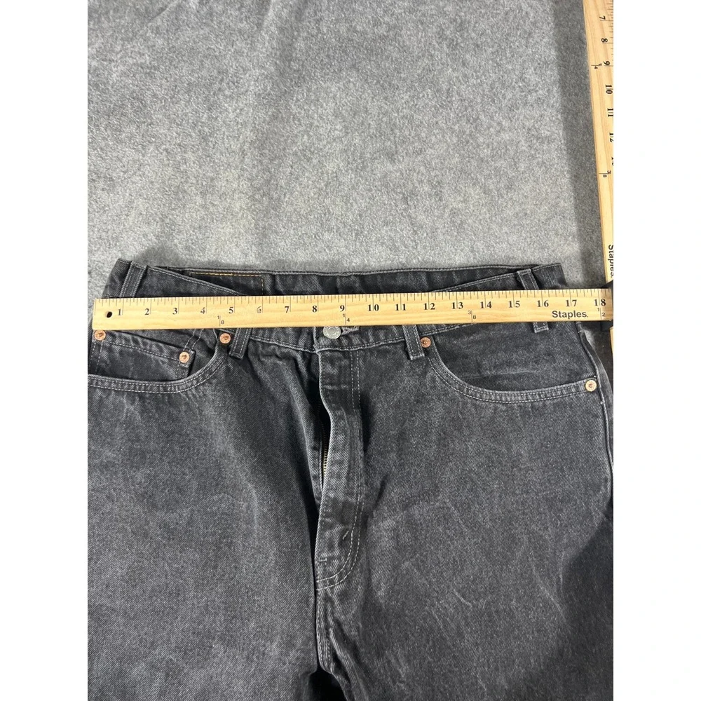 Levis 505 Red Tab Jeans Faded Black Denim Regular Fit Straight Leg Mens 36x32
